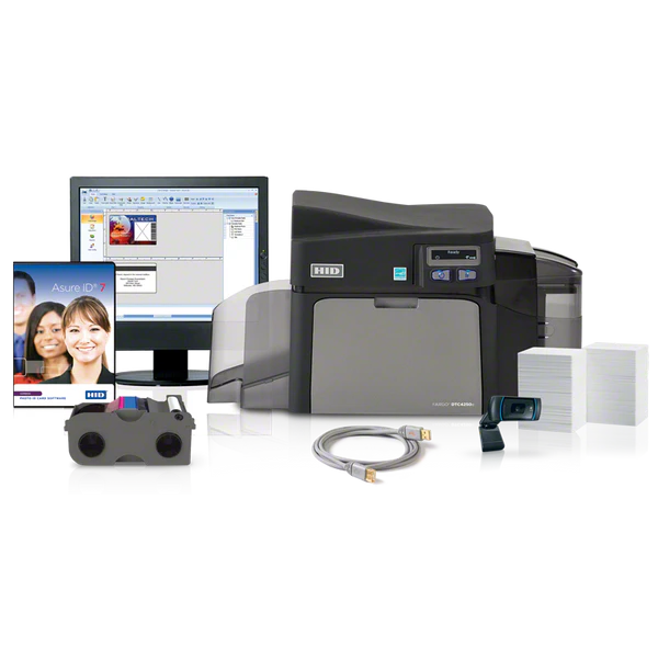 impressora fargo dtc4250e com software, fita de impressão, cartões e restantes acessórios